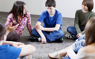 group - teens talking